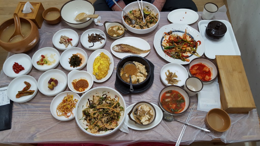 The heavenly spread of food at our dinner in Gyeongju, South Korea.